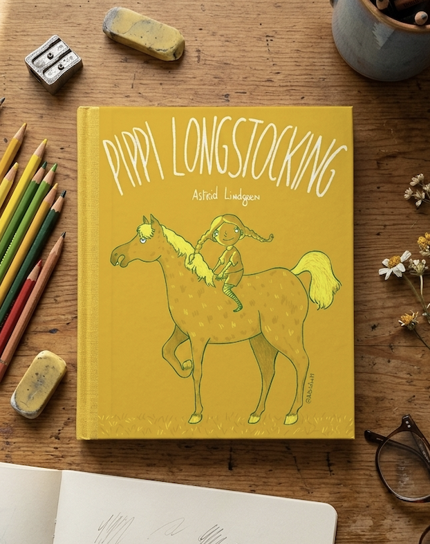 Due proposte di copertina per classici per ragazzi — Il signore delle mosche e Pippi Calzelunghe — con relativi mockup. Progetto personale, non commissionato, pensato per esplorare illustrazione e impaginazione tra due toni molto diversi all'interno della stessa fascia d'età.